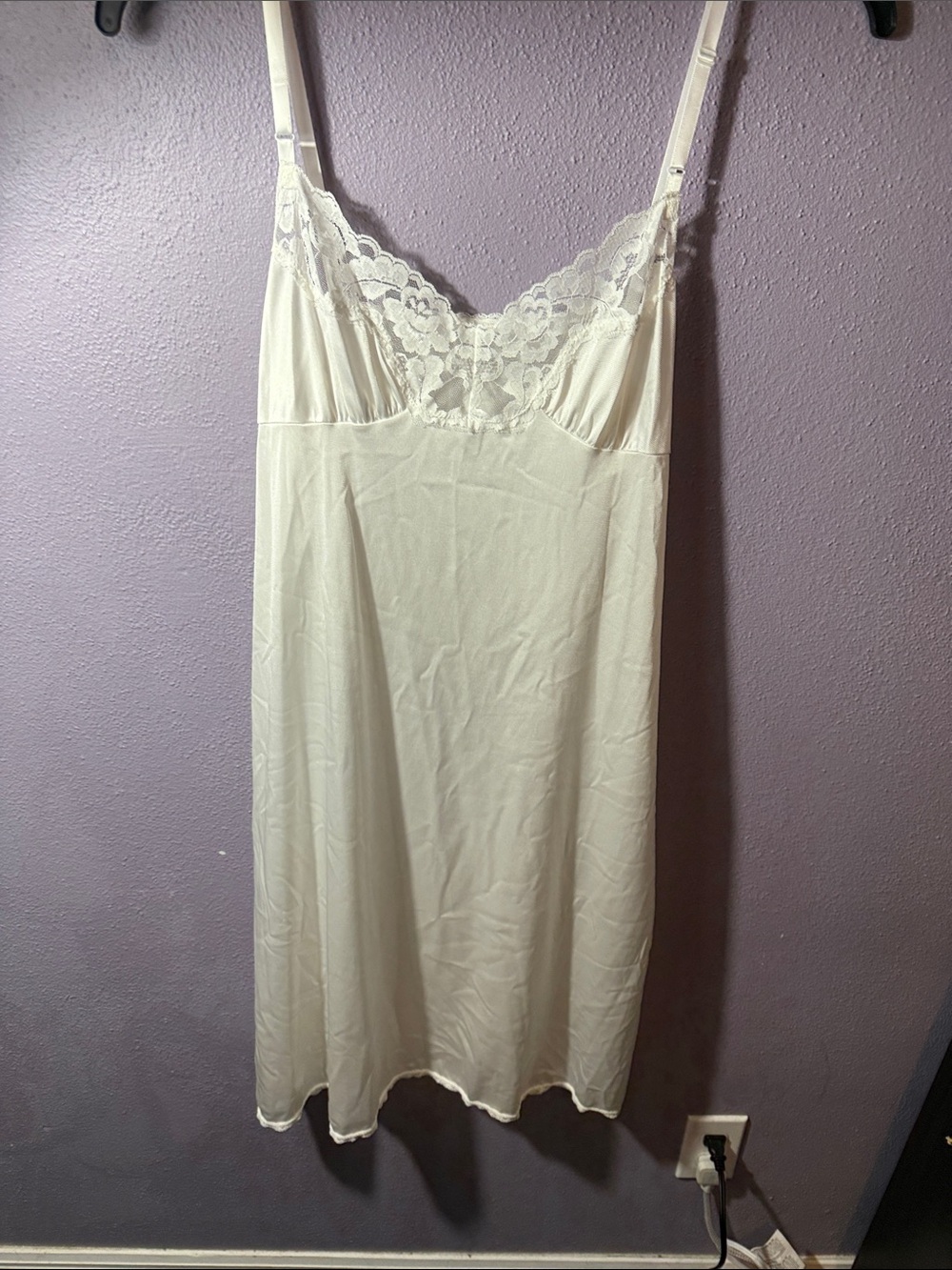 vassarette Cream Lace-Trim Slip with Adjustable Straps